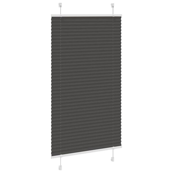 vidaXL Pleated Blind Black 80x150 cm Fabric Width 79.4 cm Polyester