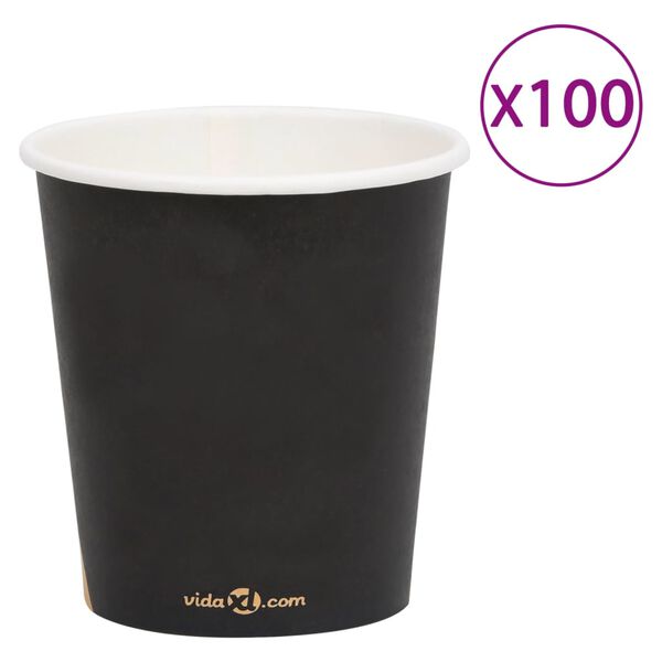 vidaXL Coffee Paper Cups 200 ml 100 pcs Black