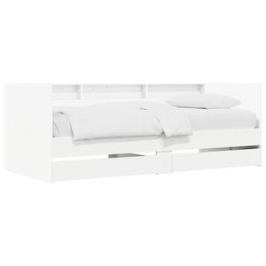 vidaXL Daybed with Drawer with Shelf White Engineered Wood