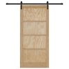 vidaXL Sliding Door Natural and Black 93 x 202 cm Solid Pine Wood
