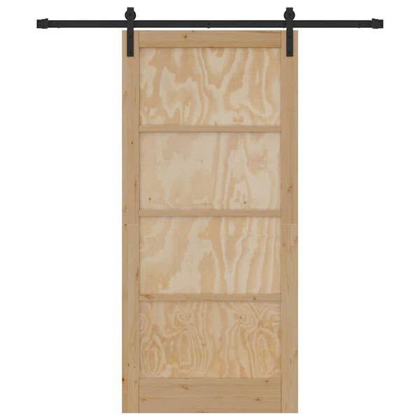 vidaXL Sliding Door Natural and Black 93 x 202 cm Solid Pine Wood
