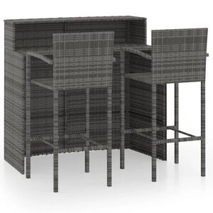 vidaXL 3 Piece Garden Bar Set Grey