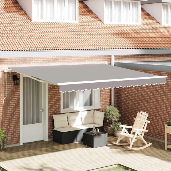 vidaXL Awning Manual Light grey 400 x 350 x 165 cm Polyester and Metal