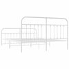 vidaXL Metal Bed Frame without Mattress with Footboard White 183x213cm