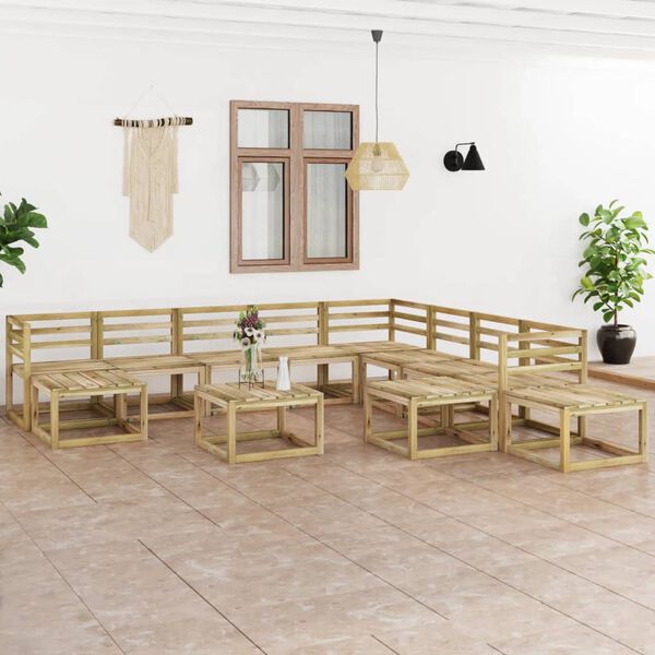 vidaXL 12 Piece Garden Lounge Set Green Impregnated Pinewood
