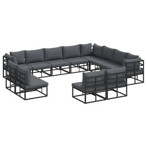 vidaXL Garden Sofa Set 12 pcs Black Aluminium