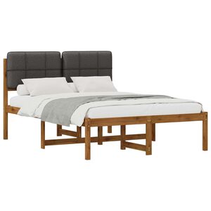 vidaXL Bed Frame with Upholstered Headboard Natural and Dark Grey