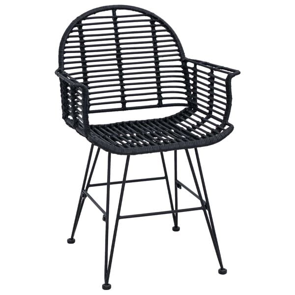 vidaXL Dining Chair 2 pcs Black 57 x 54.5 x 85 cm Rattan and Iron