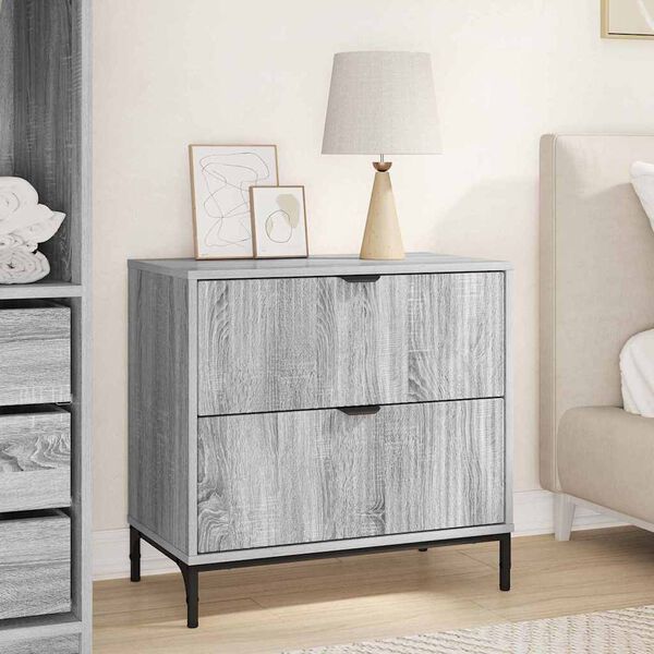 vidaXL Bedside Table Grey sonoma 63.5 x 36 x 61 cm Engineered wood