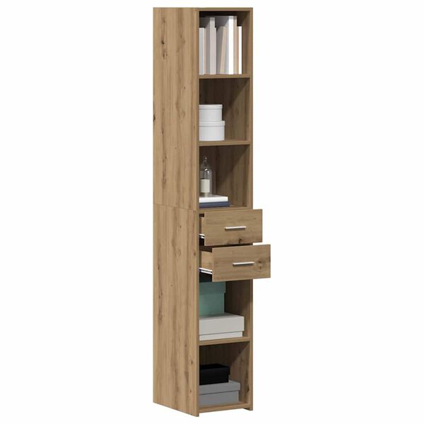 vidaXL Bookcase with Drawer Artisan Oak 30 x 42.4 x 185.2 cm