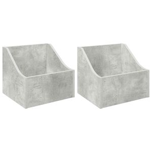 vidaXL LP Record Box 2 pcs Concrete Grey 37 x 33 x 32 cm