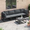 vidaXL Garden Sofa Set with Cushion Black Aluminium