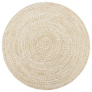 vidaXL Area Rug | White and natural | Jute and cotton | 90 cm diameter