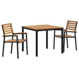 vidaXL Garden Dining Set 3 pcs Black Solid Acacia Wood