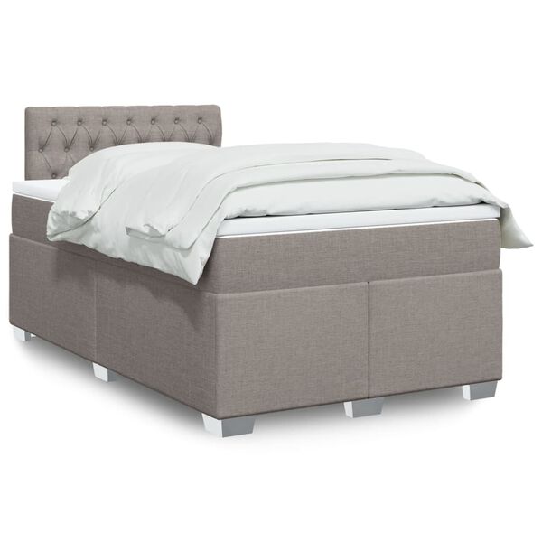 vidaXL Box Spring Bed with Mattress Taupe 120x200 cm Fabric