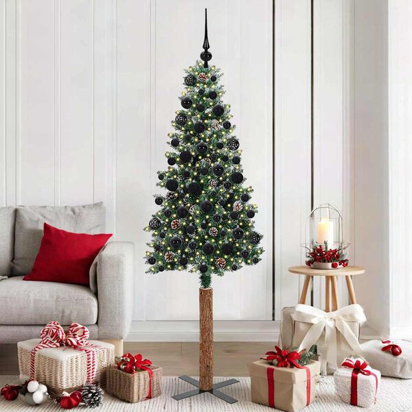 vidaXL Slim Christmas Tree with 300 LEDs Green and White 180 cm