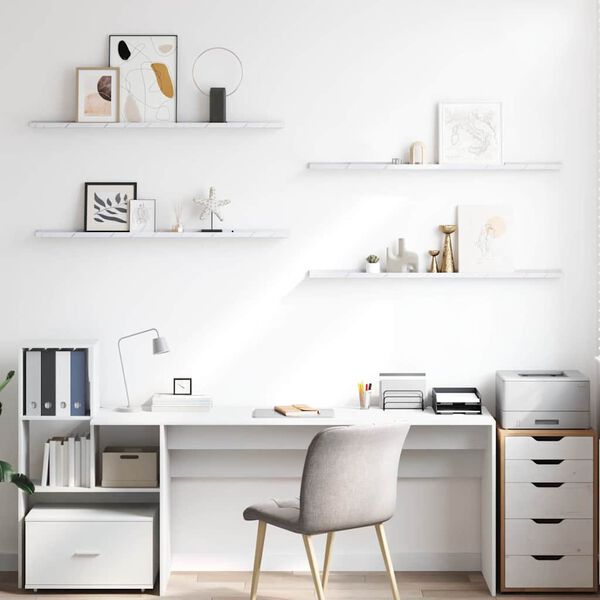 vidaXL Wall Shelf 4 pcs White Marble 115 x 9 x 3 cm Engineered Wood