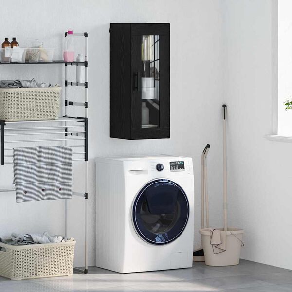 vidaXL Wall Mounted Cabinet Black Oak 34.5 x 34 x 90 cm