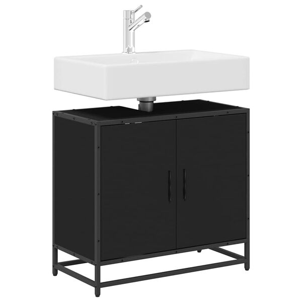 vidaXL Bathroom Sink Cabinet Black 65x33x60 cm Engineered Wood