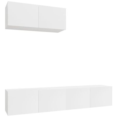 vidaXL 3 Piece TV Cabinet Set High Gloss White Engineered Wood