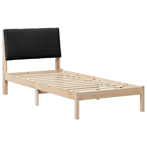 vidaXL Bed frame Brown and black 90 x 190 cm Solid pine wood