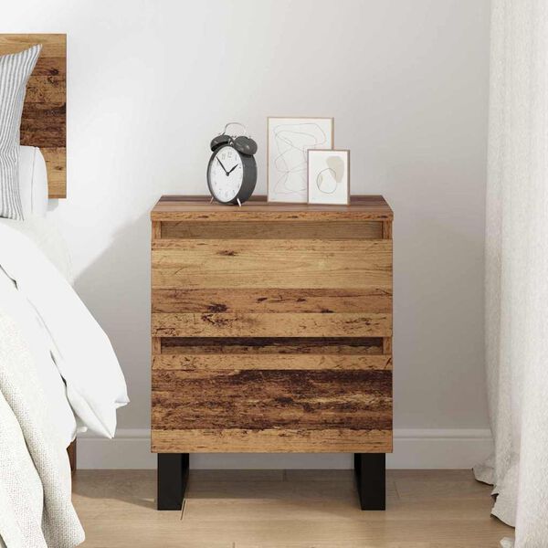 vidaXL Bedside Cabinet Old Wood 40 x 35 x 50 cm Engineered Wood