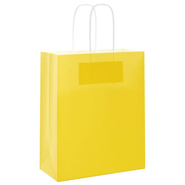 vidaXL Paper Bags 250 pcs with Handles Yellow 18x8x22 cm