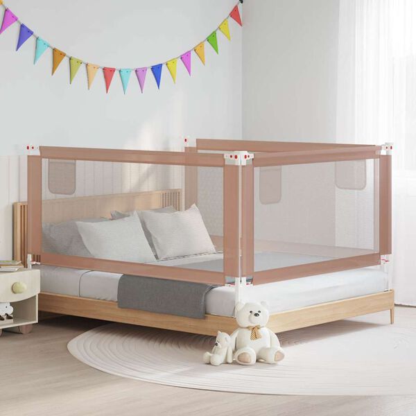 vidaXL Toddler Safety Bed Rail Taupe 180x25 cm Fabric