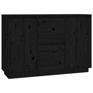 vidaXL Sideboard Black 111x34x75 cm Solid Wood Pine