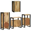 vidaXL Bathroom Furniture Set with Door 4 pcs Brown Soild Mango Wood