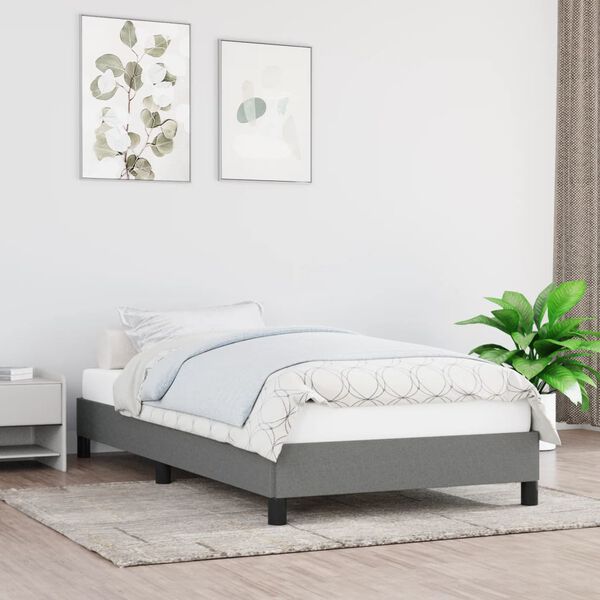 vidaXL Bed Frame without Mattress Dark Grey 90x190 cm Single Single Fabric