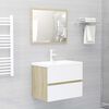 vidaXL Sink Cabinet with Built-in Basin White and Sonoma Oak Engineered Wood