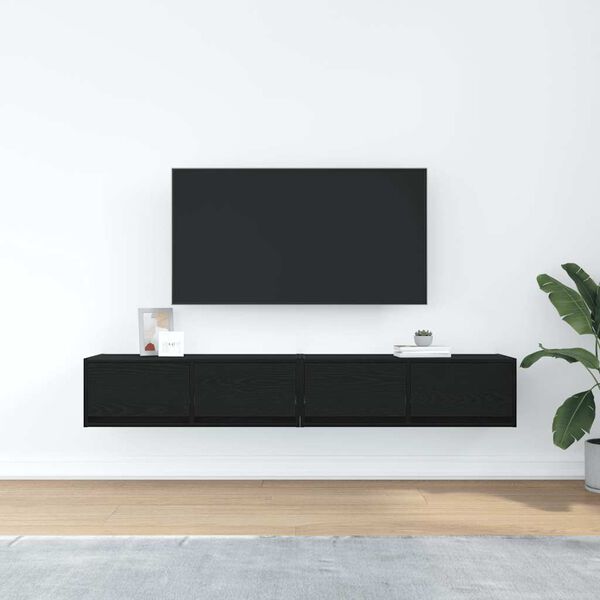 vidaXL TV Cabinets 2 pcs Black Oak 80x31x25.5 cm Engineered Wood