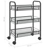 vidaXL 3-Tier Kitchen Trolley Black 46x26x64 cm Iron