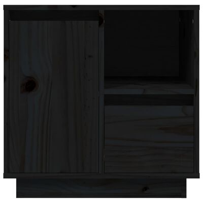 vidaXL Bedside Cabinet Black 50x34x50 cm Solid Wood Pine