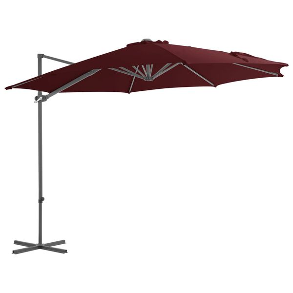 vidaXL Cantilever Garden Parasol with Steel Pole Bordeaux Red 300 cm