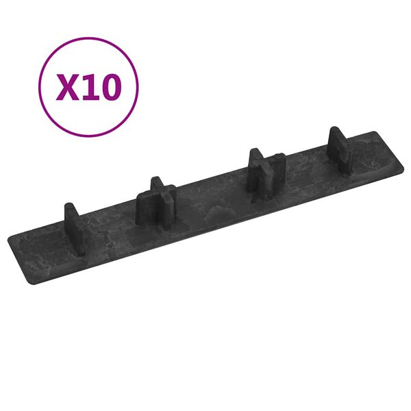 vidaXL Decking End Caps 10 pcs Black Plastic