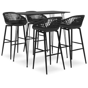 vidaXL Bar Set | Black | MDF, Metal, PP | 5 Piece | Ergonomic | Bar Set
