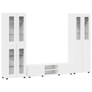 vidaXL TV Cabinet Set with Drawer FLORIN White Engineered Wood