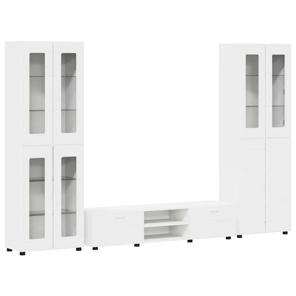 vidaXL TV Cabinet Set with Drawer FLORIN White Engineered Wood