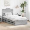 vidaXL Bed Frame with Drawer Grey Sonoma 75 x 190 cm Engineer Wood