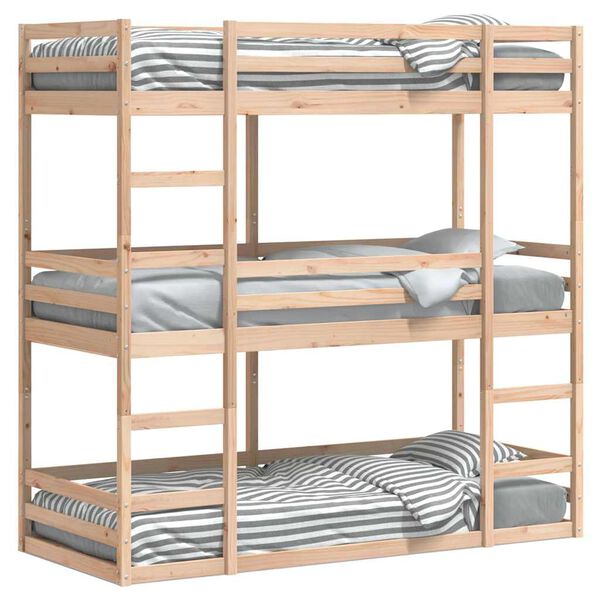 vidaXL Triple Bunk Bed without Mattress 90x190 cm Single Solid Wood Pine