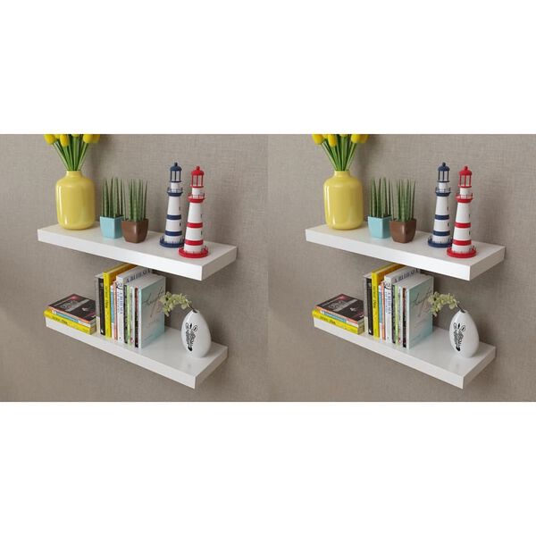 vidaXL Wall Shelves 4 pcs White 60 cm