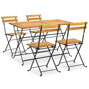 vidaXL 5 Piece Folding Outdoor Dining Set Solid Acacia Wood