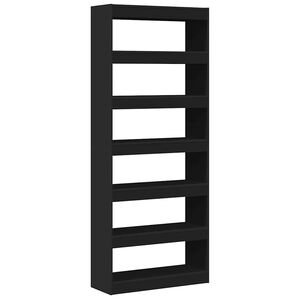 vidaXL Book Cabinet with Shelf Black 80 x 30 x 198 cm Engineered Wood