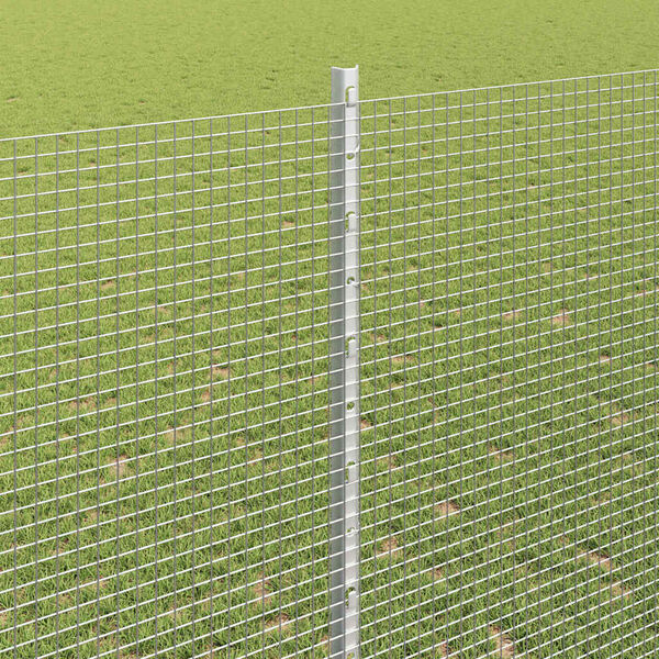 vidaXL Fence with Post Silver 1.4 x 25 m Steel