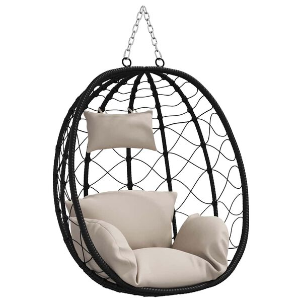 vidaXL Hanging Egg Chair Folding Taupe 91.5 x 60 x 110 cm Poly Rattan