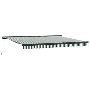 vidaXL Retractable Awning Green and White 4 x 3 m Canvas and Aluminium