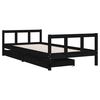 vidaXL Kids Bed Frame with Drawers Black 90x200 cm Solid Wood Pine