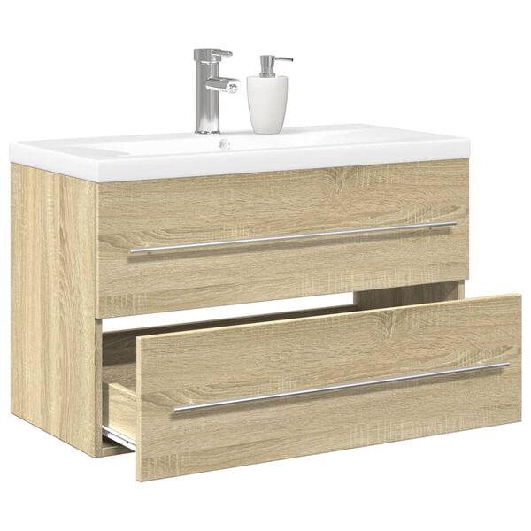 vidaXL 2 Piece Bathroom Furniture Set Sonoma Oak Engineered Wood